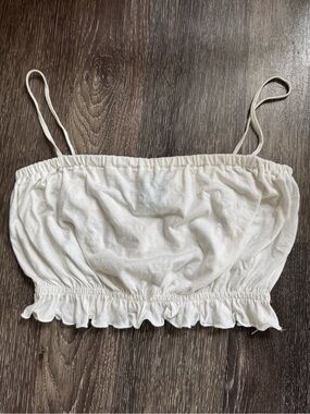 PacSun White Ruched Bandeau Crop Top